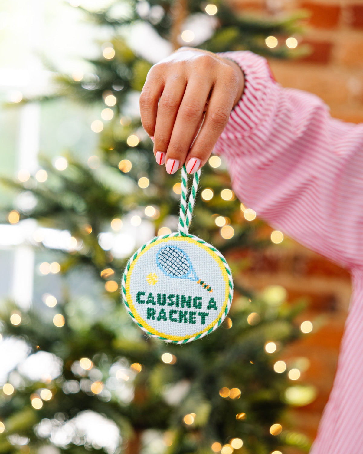 Needlepoint Ornament - Causing A Racket