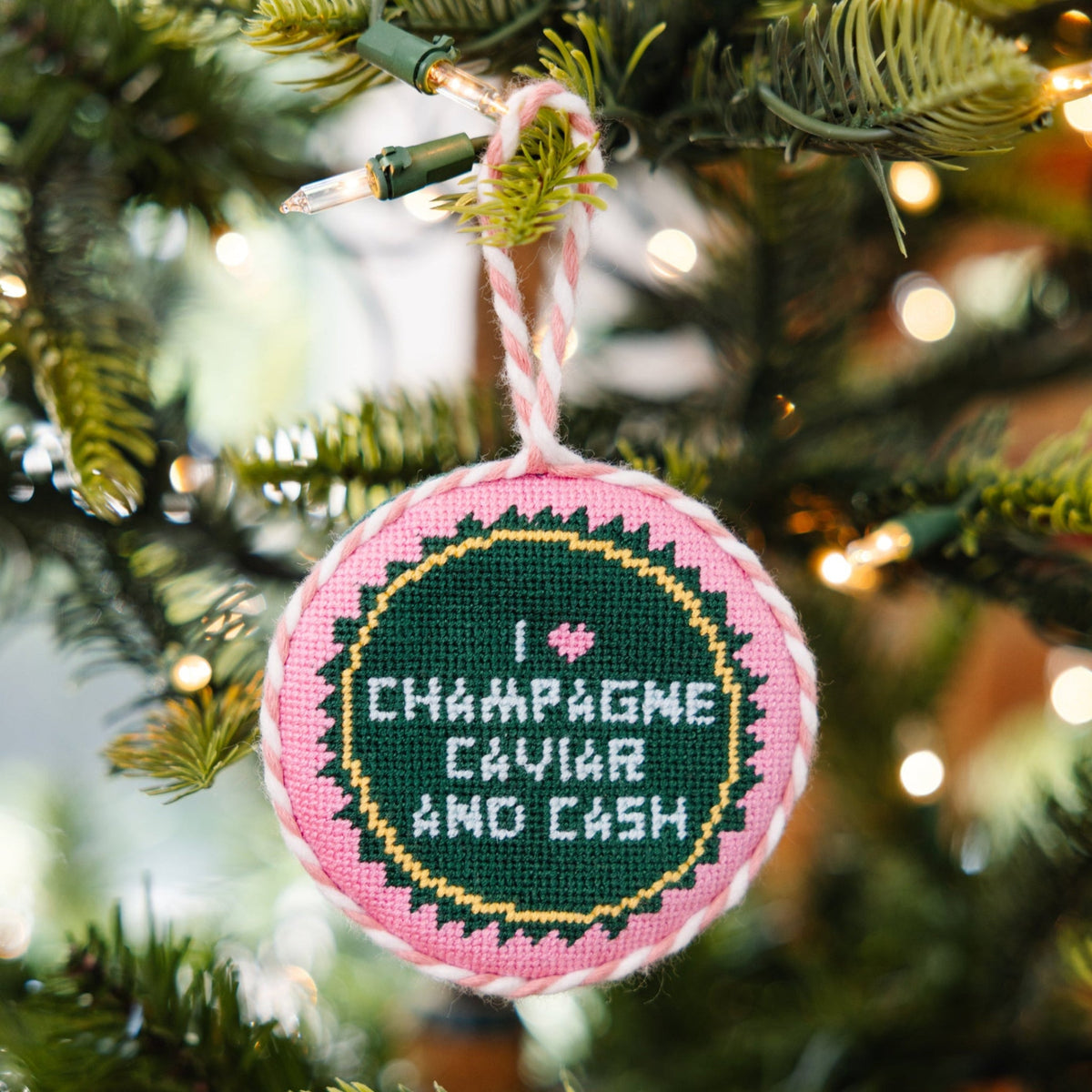 Needlepoint Ornament - Caviar Cash