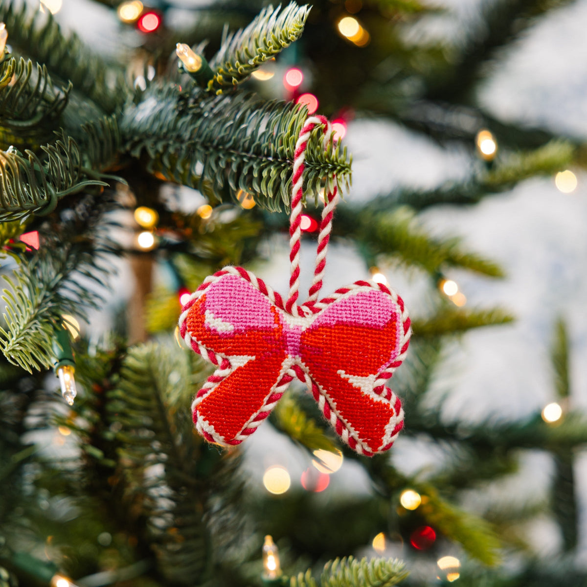 Needlepoint Icon Ornament - Bow