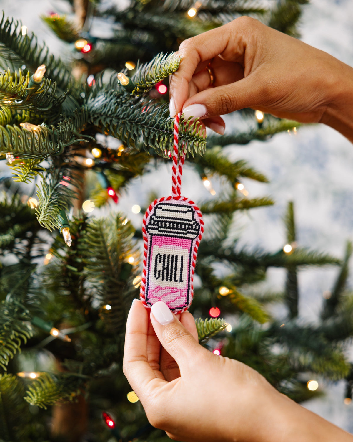 Needlepoint Icon Ornament - Chill Pill