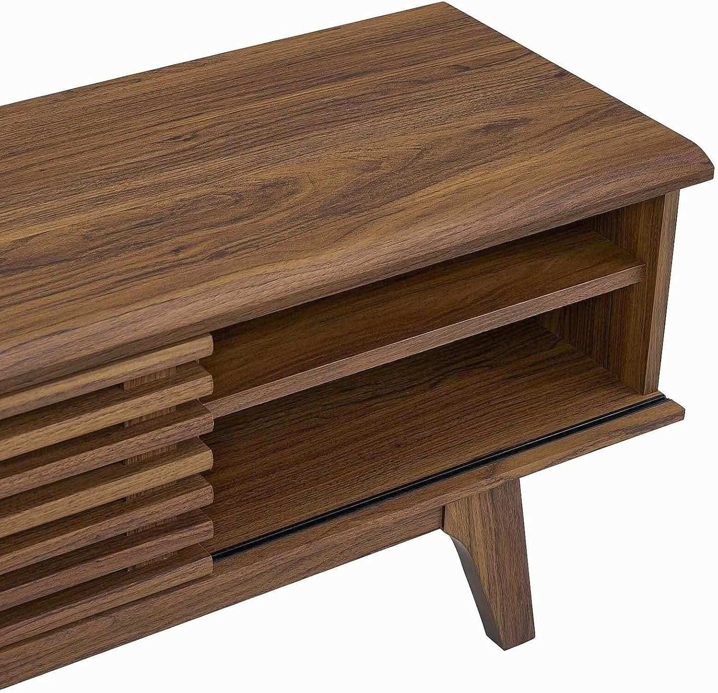 70 Inch Mid Century Modern Walnut TV Stand Console
