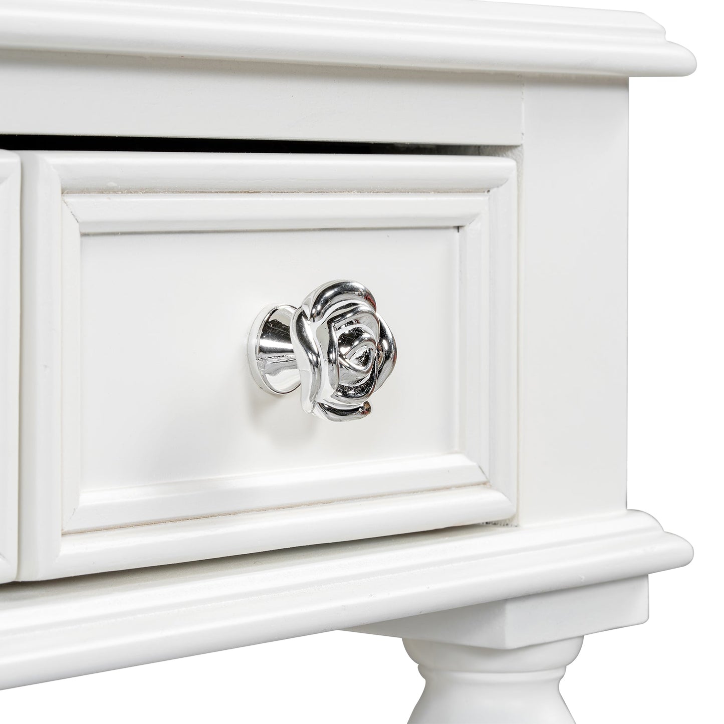 Retro Makeup Desk with Large Mirror, 3-Drawer Dressing Table for Jewelry Storage, Elegant Console Table for Bedroom, Living Room, Hallway & Foyer,White