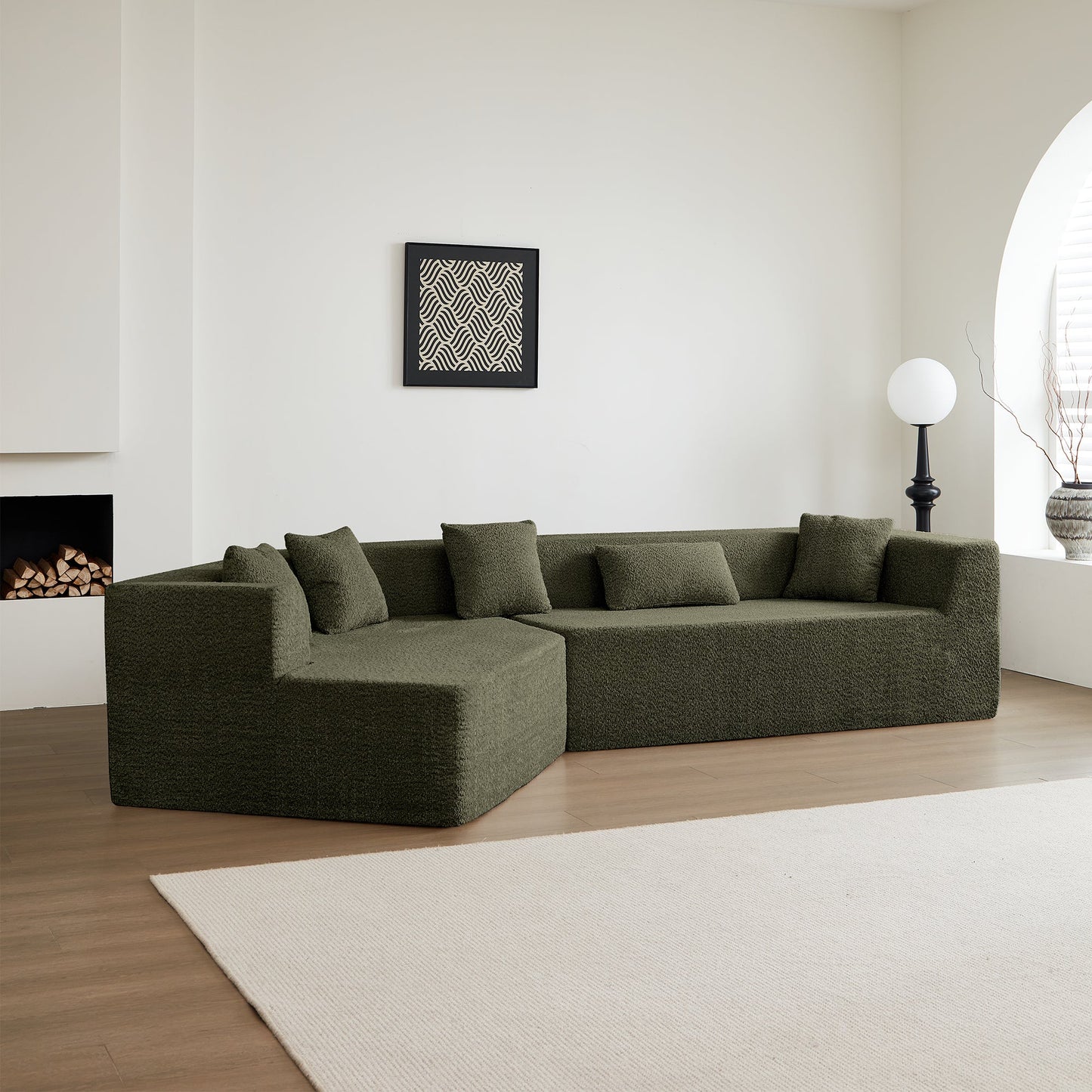 127.5'' Modern Minimalist Sectional Cloud Couch With Deep Seat,No Assembly Required