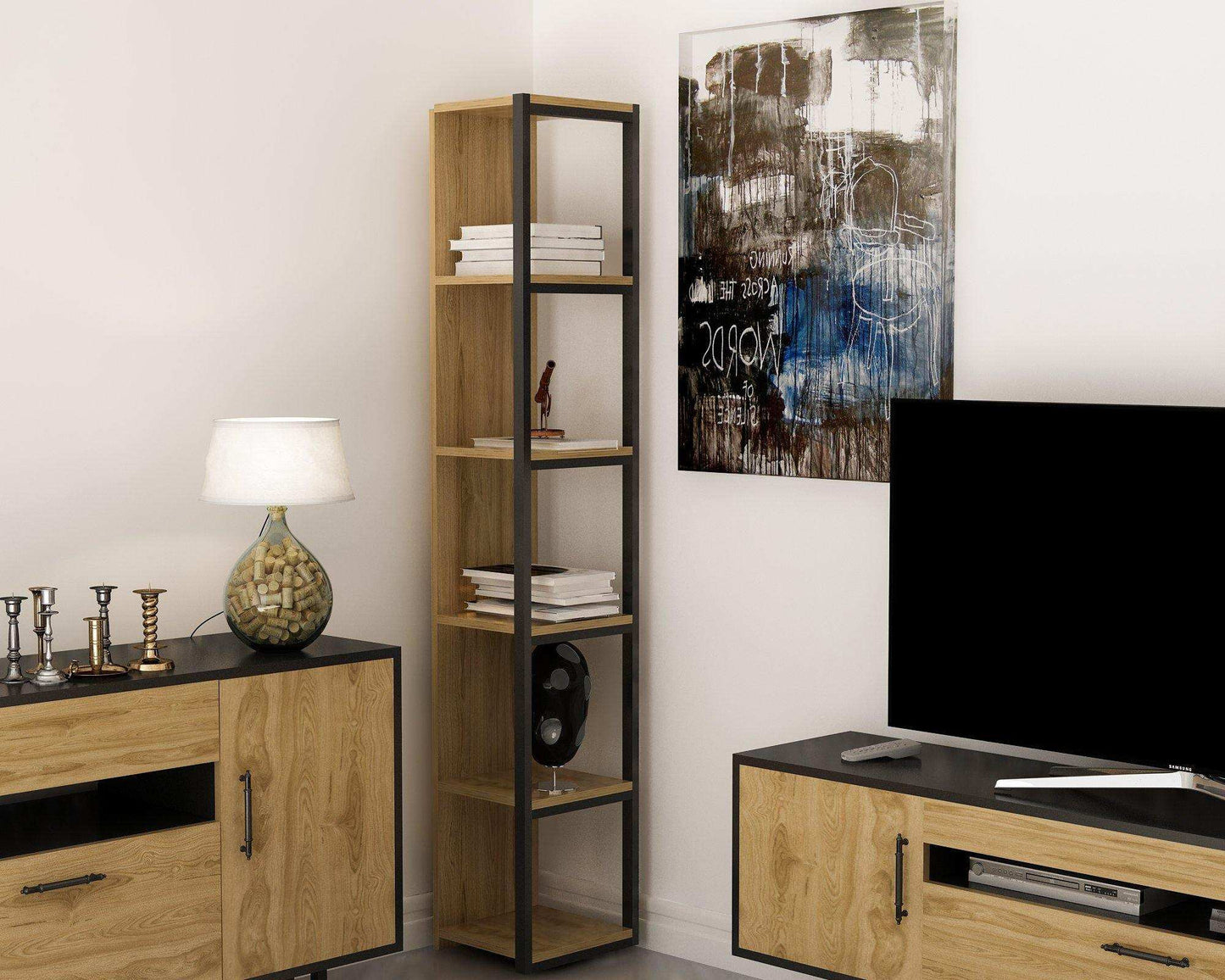 Texas 71" Tall Metal Manufactured Wood Bookcase