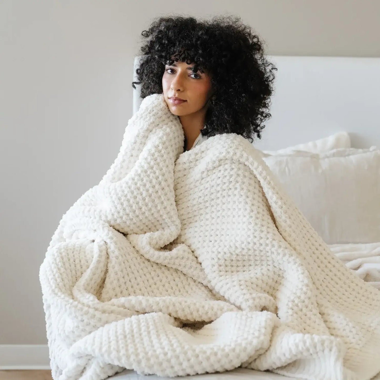 WAFFLE KNIT THROW BLANKETS