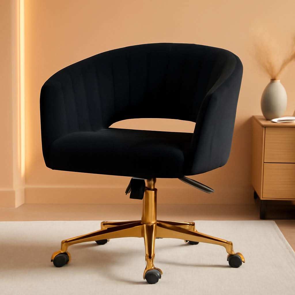 Velvet Home Office Chair 360 Degree Swivel Black Lux Velvet