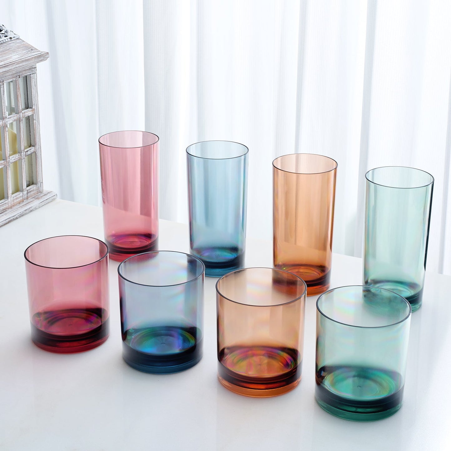 Eze Acrylic Lowball & Highball Glassware, Set of 8