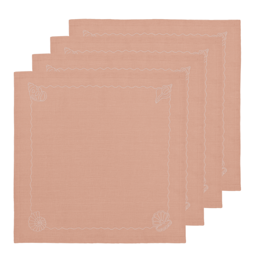 Hand Embroidered Marine Life Napkins 18" x 18" (Set of 4)