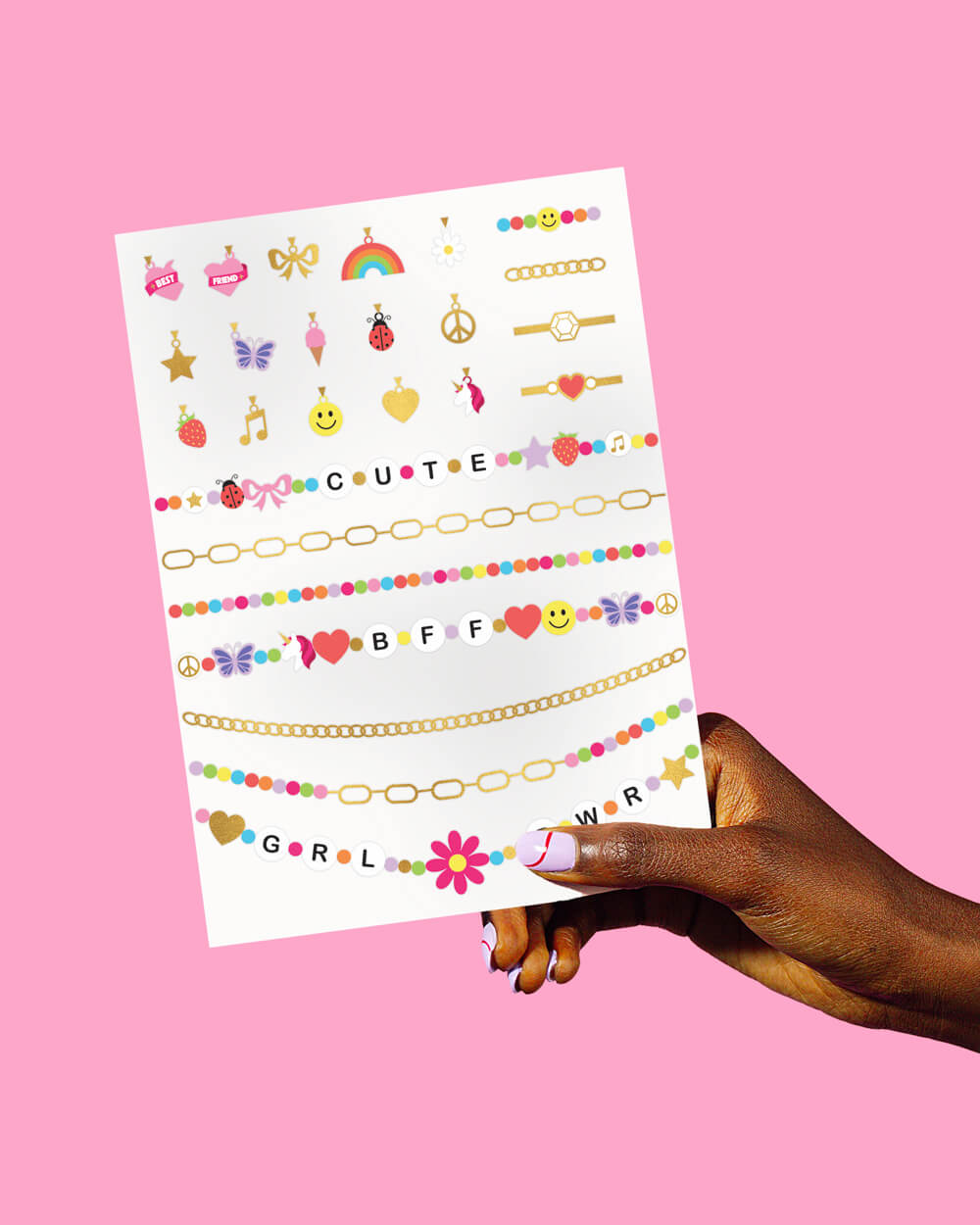 Wrist Candy Tattoos - 52 gold foil + beaded temporary tattoos