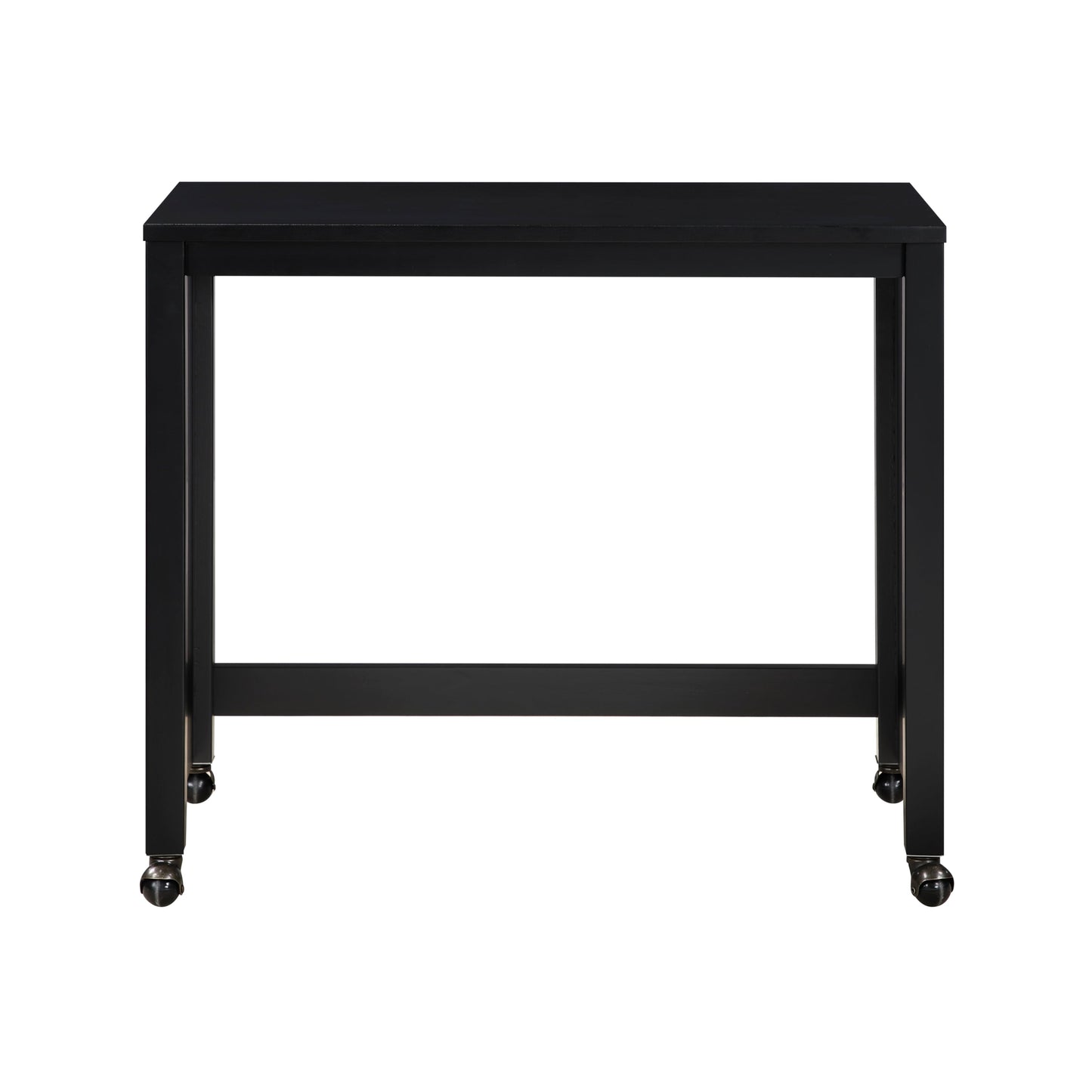 Desks and Stool Set 3pc Black Finish Rolling Desk with Casters, 2 Charging ports Home Office Furniture