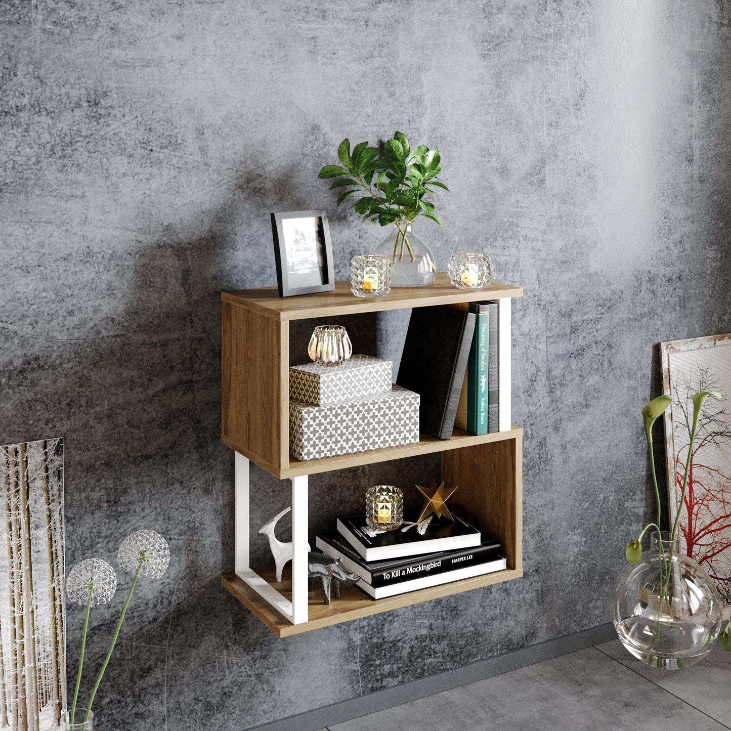 Lima 25'' Metal Wood Side End Table