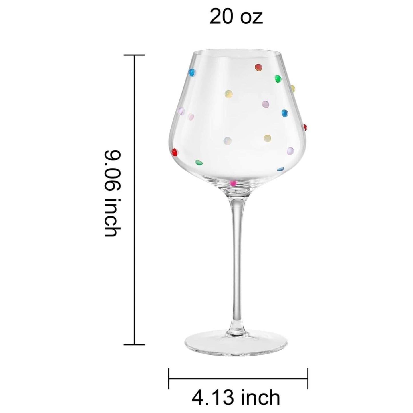 Confetti Stemmed Wine Glasses Set of 2, 20oz Multicolor Clear Glass 20oz