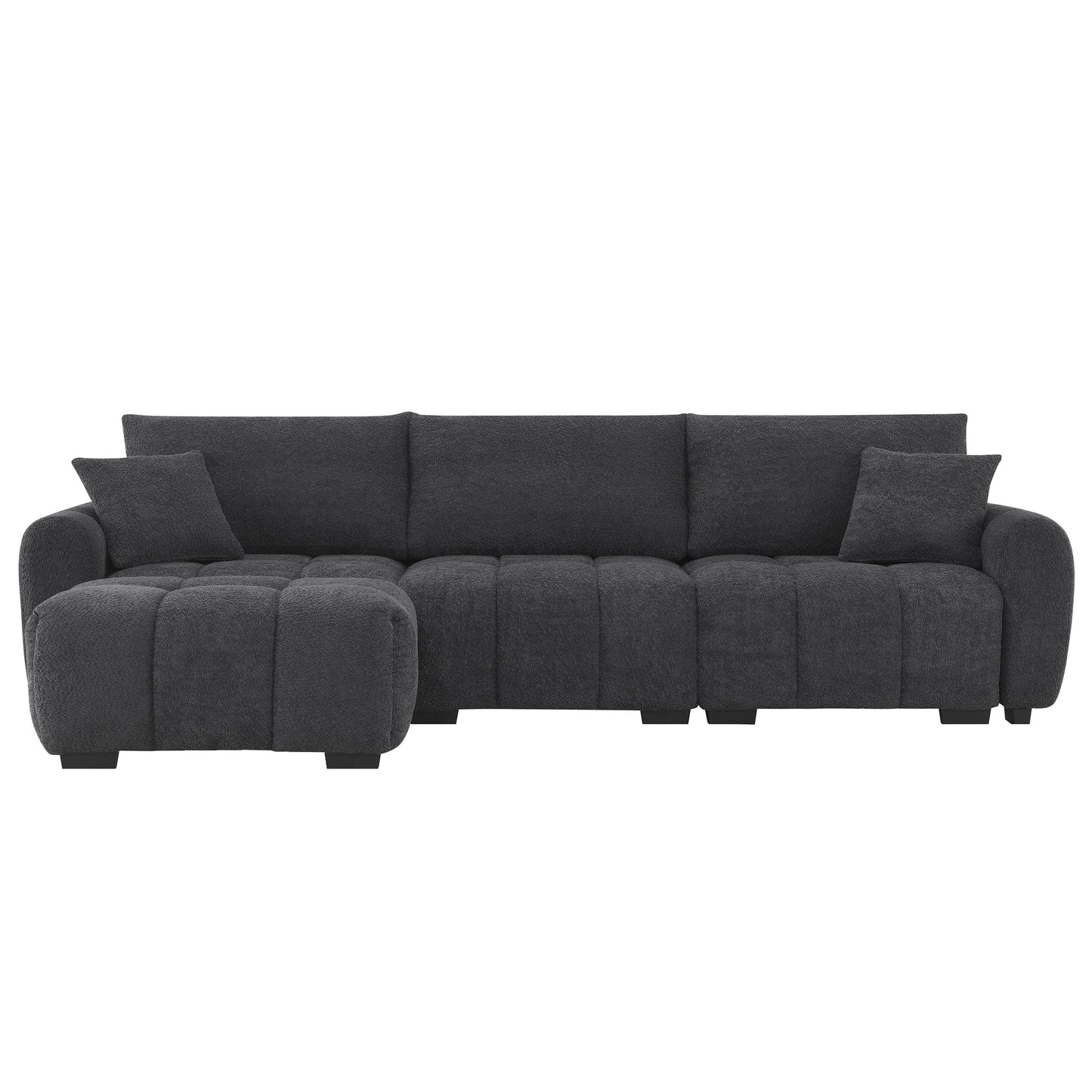 110' Modular Sectional Sofa, L Shape with Extra-large Seat, Pull-line Design, Movable Ottoman, High Density Foam, Free Combination, Sturdy Metal&Wood Frame, Boucle Fabric, 3 Colors