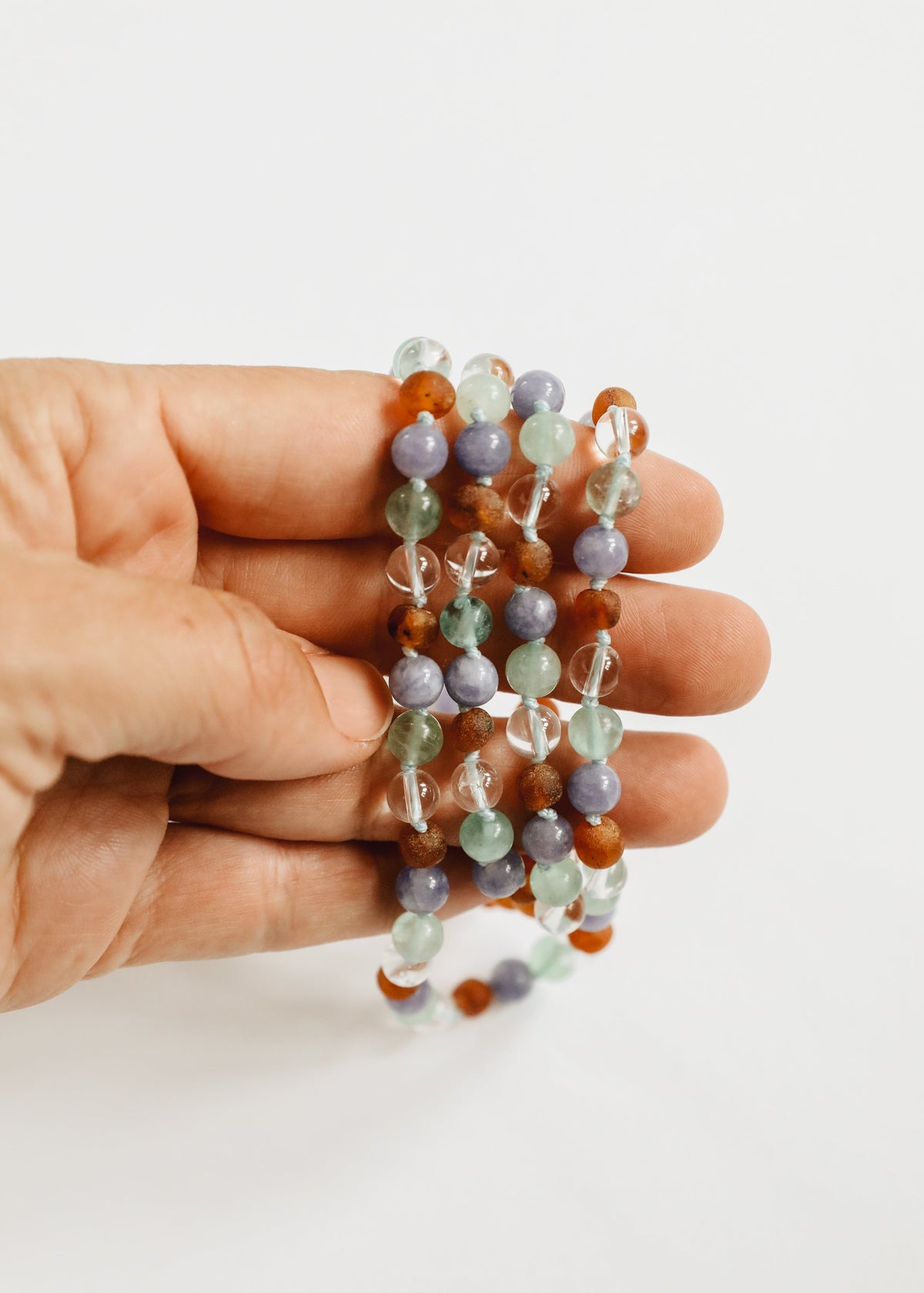 Baltic Sea Amber + Natural Gemstone || Beaded Necklace