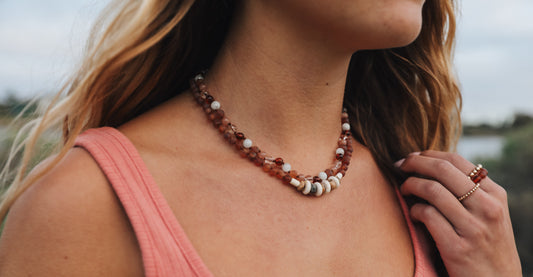 Baltic Sea Amber || Sunstone  + Moonstone || Natural Gemstone Necklace