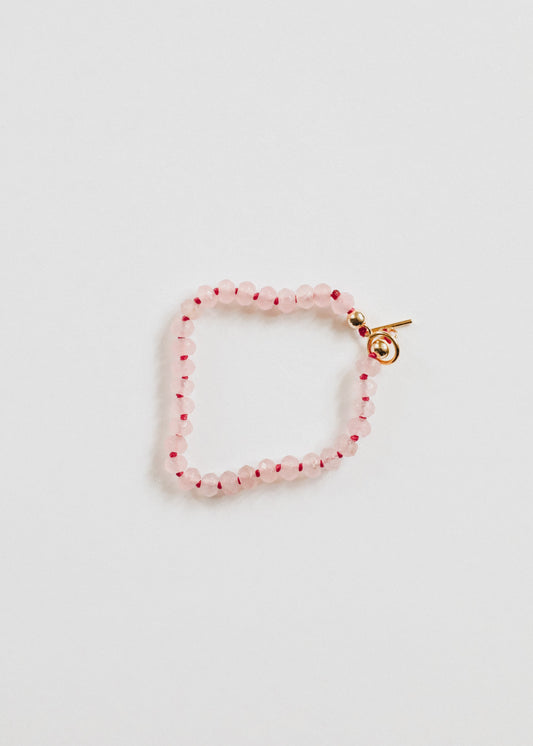 Natural Rose Quartz + 14k Gold Filled Toggle || Gemstone Bracelet