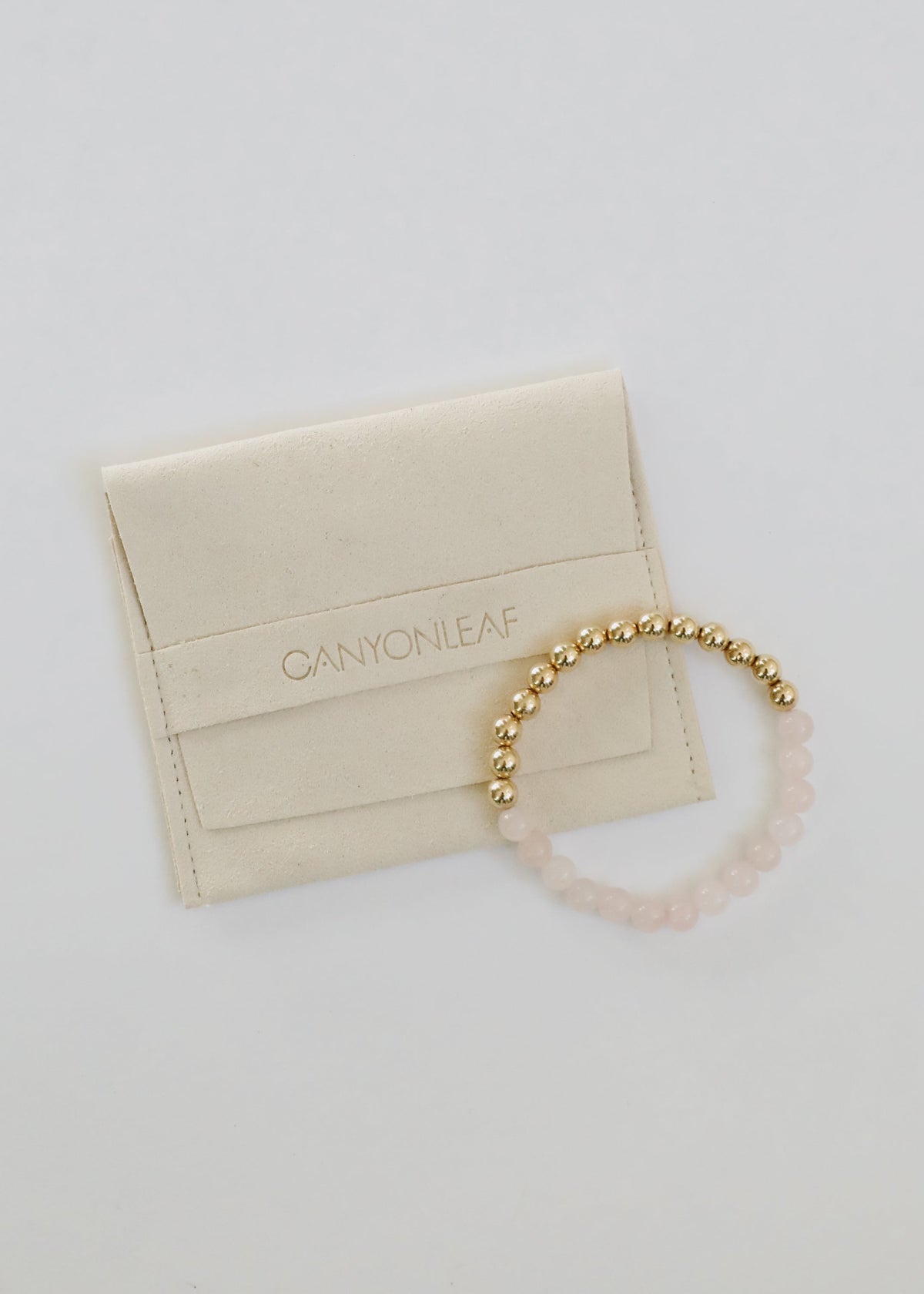Rose Quartz : 14k Gold Filled Sun + Moon || Stretch Bracelets