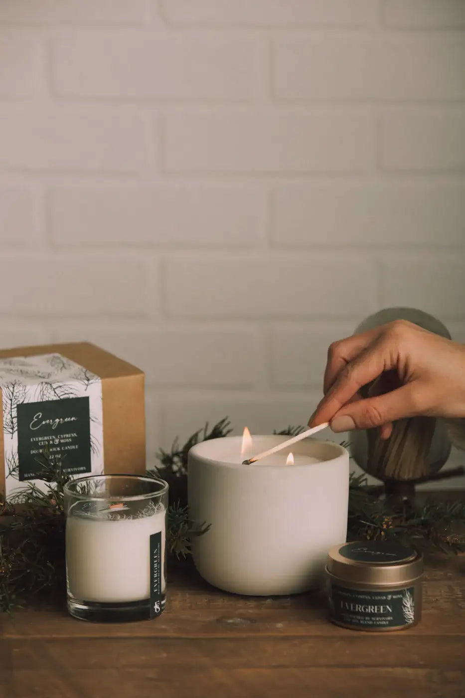 Evergreen Wooden Wick Candle