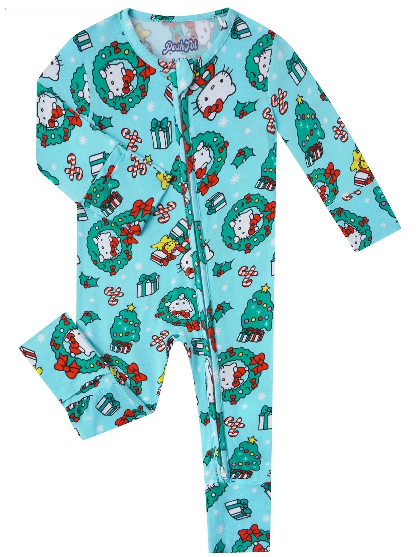 PoshTOT Sanrio Hello Kitty Wreath Bamboo Baby Convertible Zippy Romper