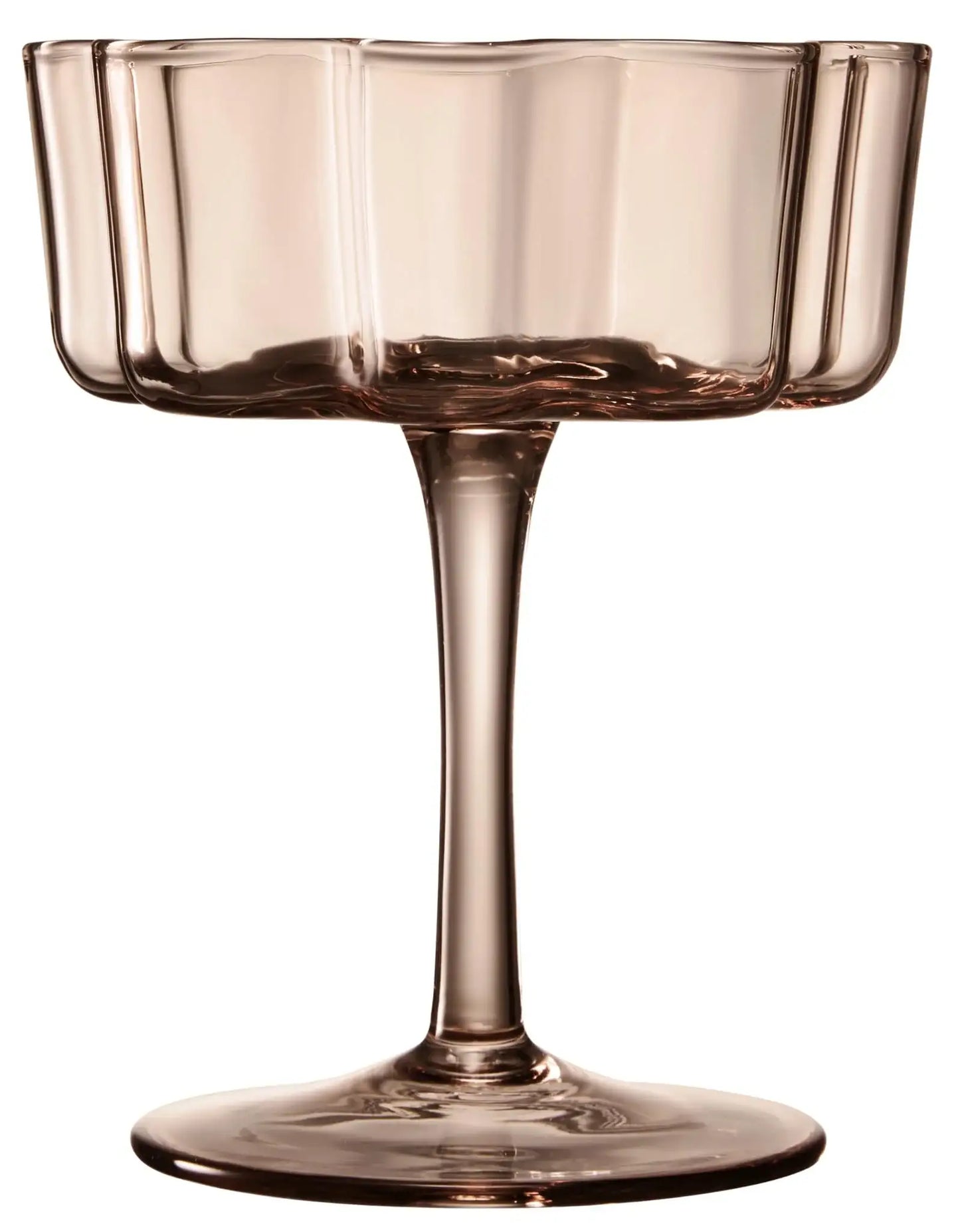 Flower Wave Coupe Cocktail Colored Glasses | Set of 6 | Venus Brown Colors