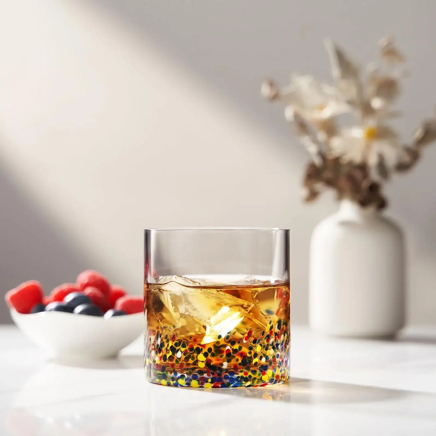 The Wine Savant Mexican Style Glass Hand Blown Colorful Artisan - Confetti Rock