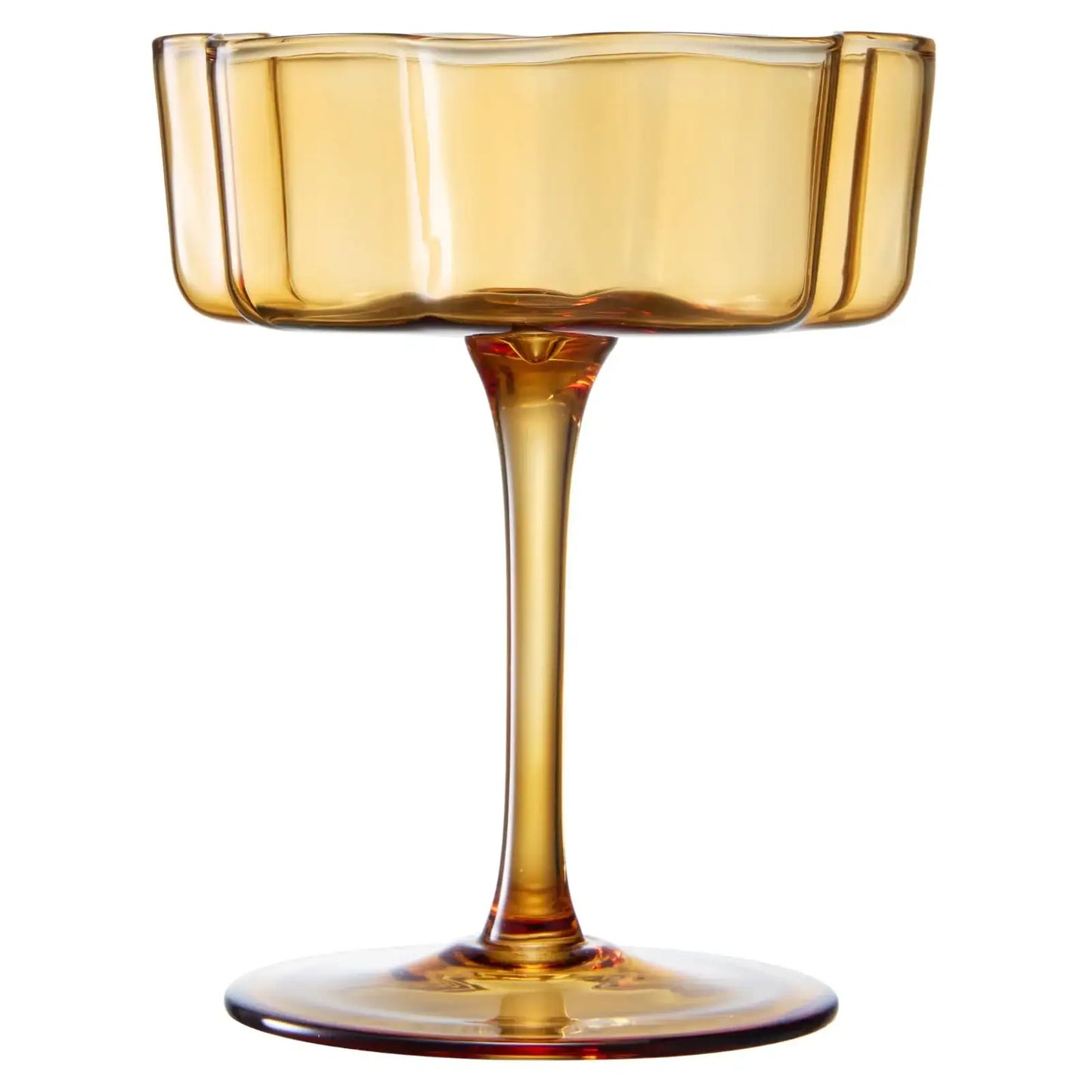 Flower Wave Coupe Cocktail Colored Glasses | Set of 2 | Amber
