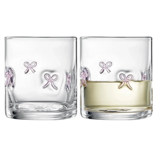 Khen Bowtie Tumblers Set Stylish Break Resistant Acrylic Drinkware - Set of 2 Pink