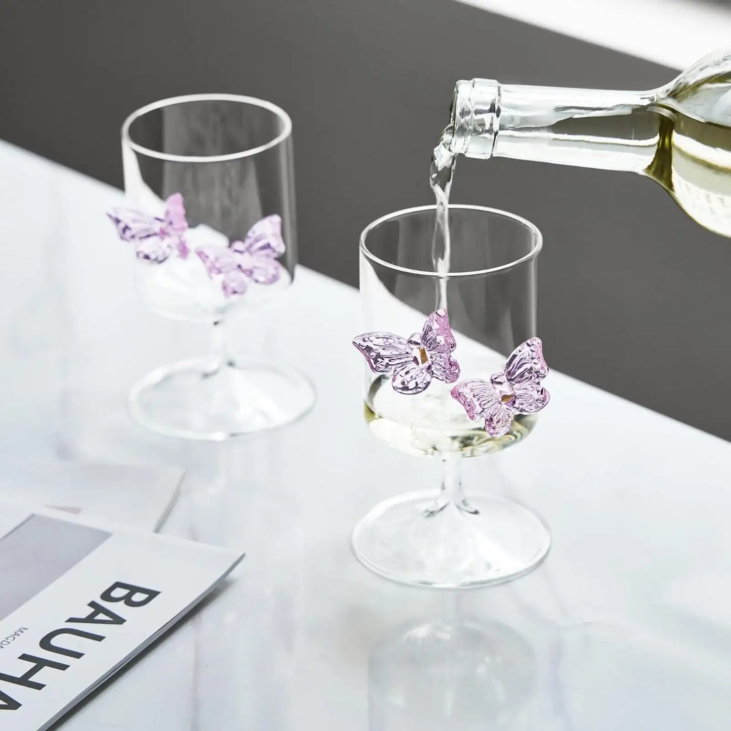 Butterfly Wine Goblet set of 2
