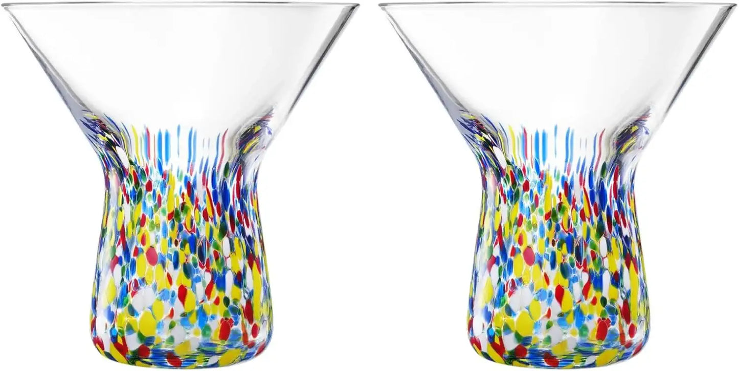 The Wine Savant Stemless Martini Glasses Hand Blown - Set of 2 Clear