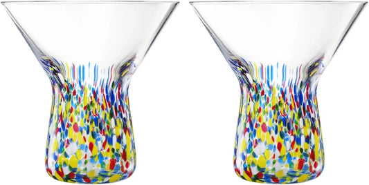 The Wine Savant Stemless Martini Glasses Hand Blown - Set of 2 Clear