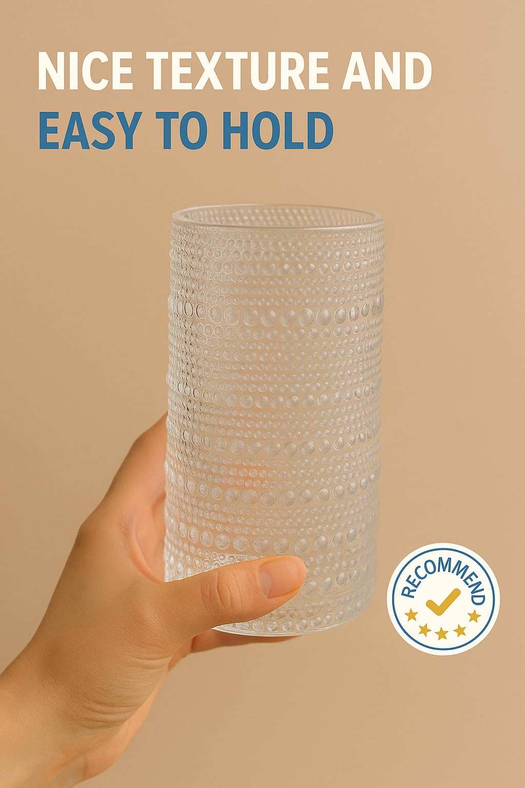 Khen Hobnail Drinking Glasses with Straws | Clear Colors | Set of 6