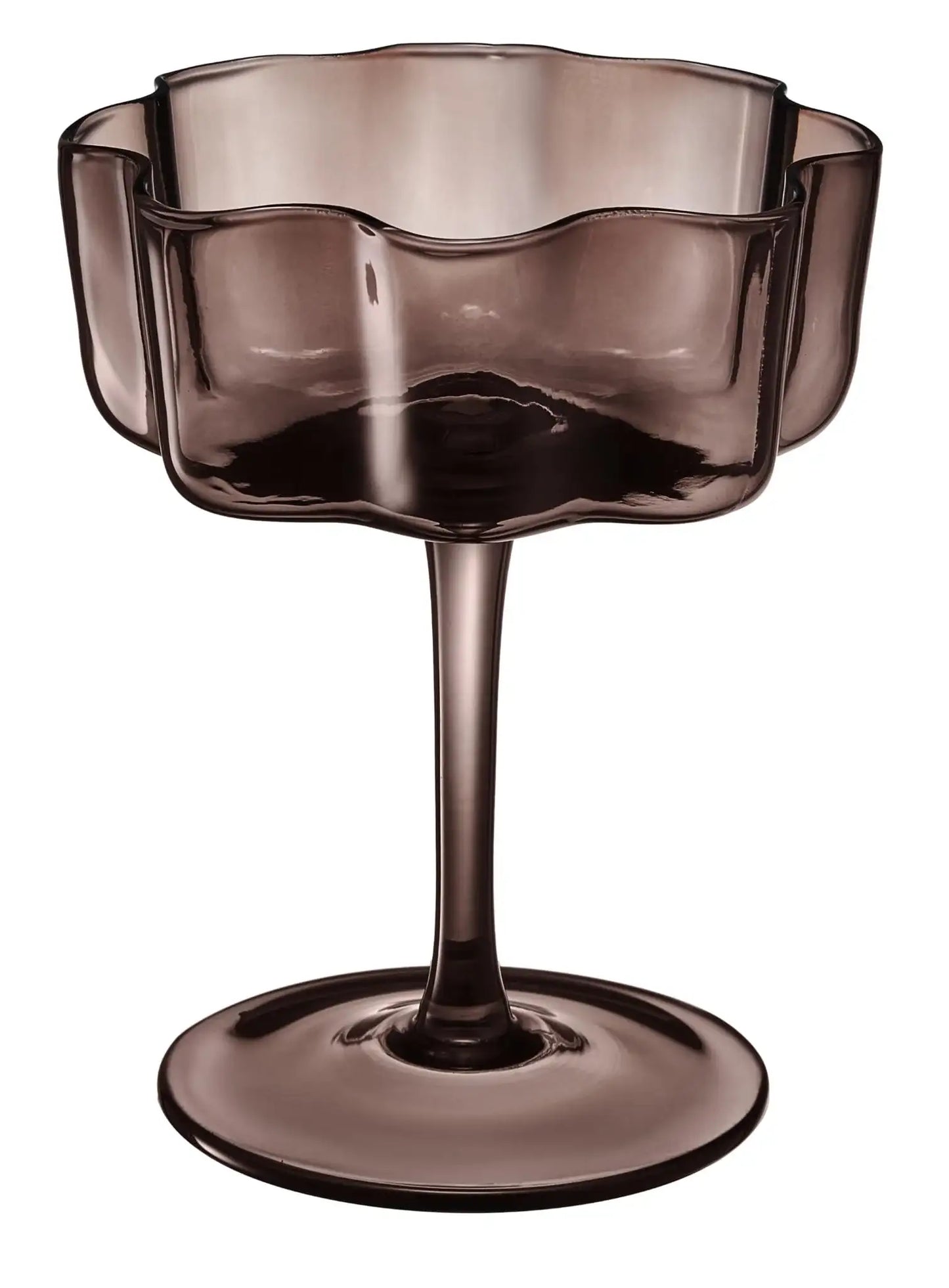 Flower Wave Coupe Cocktail Colored Glasses | Set of 6 | Venus Brown Colors