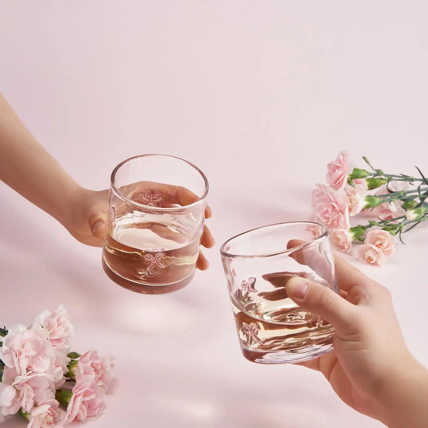 Khen Bowtie Tumblers Set Stylish Break Resistant Acrylic Drinkware - Set of 2 Pink