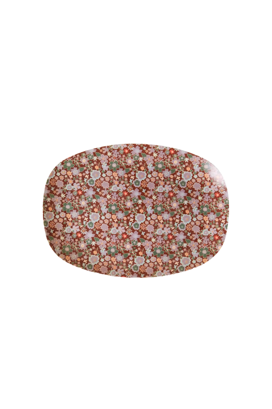 Melamine Small Rectangular Plate | Fall Floral Print