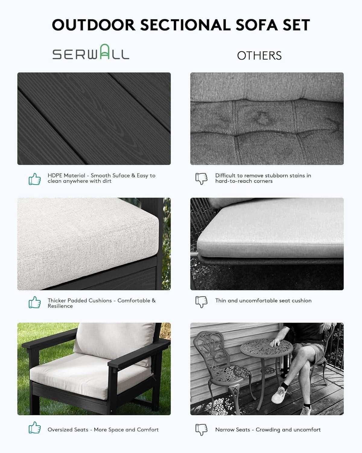 HDPE Outdoor Patio Furniture Set 7 Piece All Weather