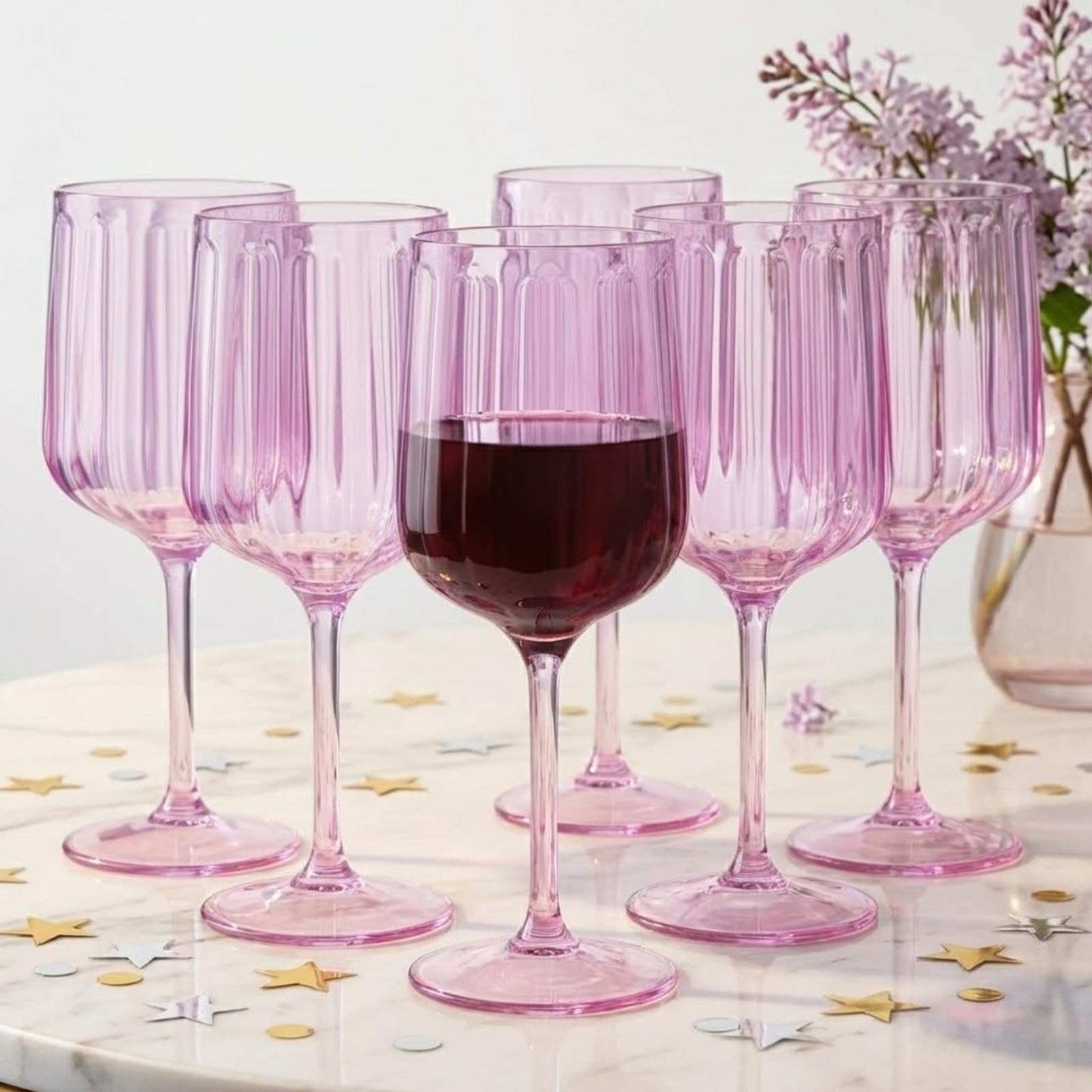 Khen Acrylic Lucia Stemmed Goblets -  Set of 6 | 14oz | Lilac
