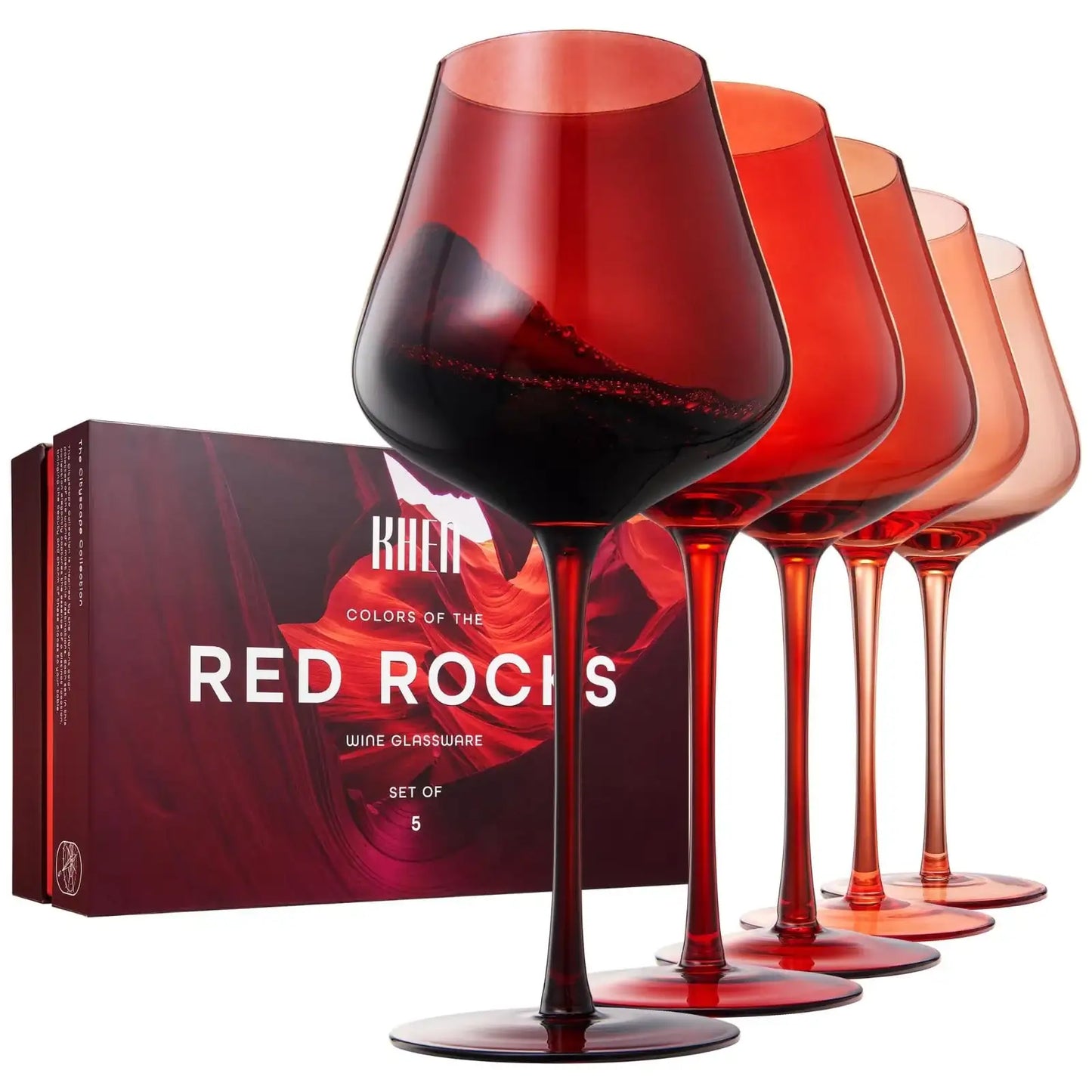 Red Rocks Gradient Colored Wine Glass | Set of 5 | 20 oz