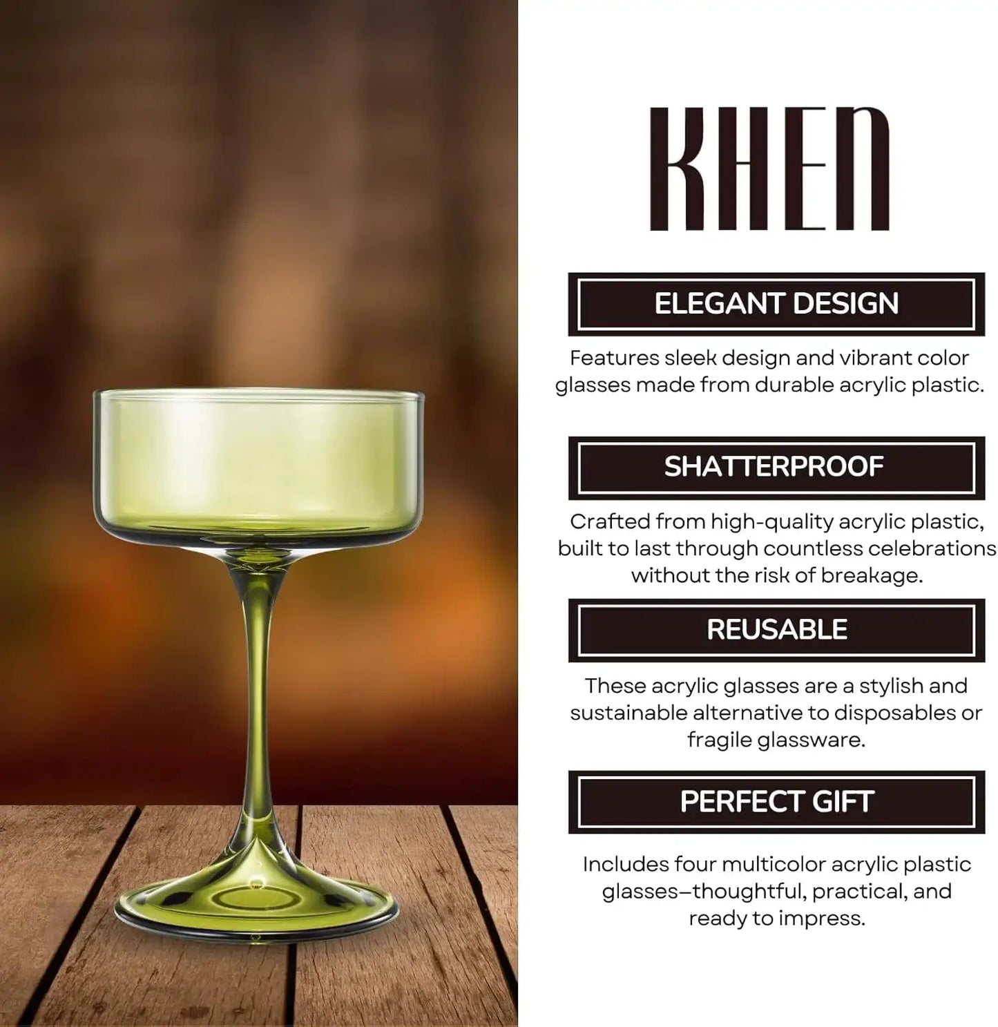 Khen Champagne Coupes Morgan Set Vibrant  - Set of 4 Multicolor