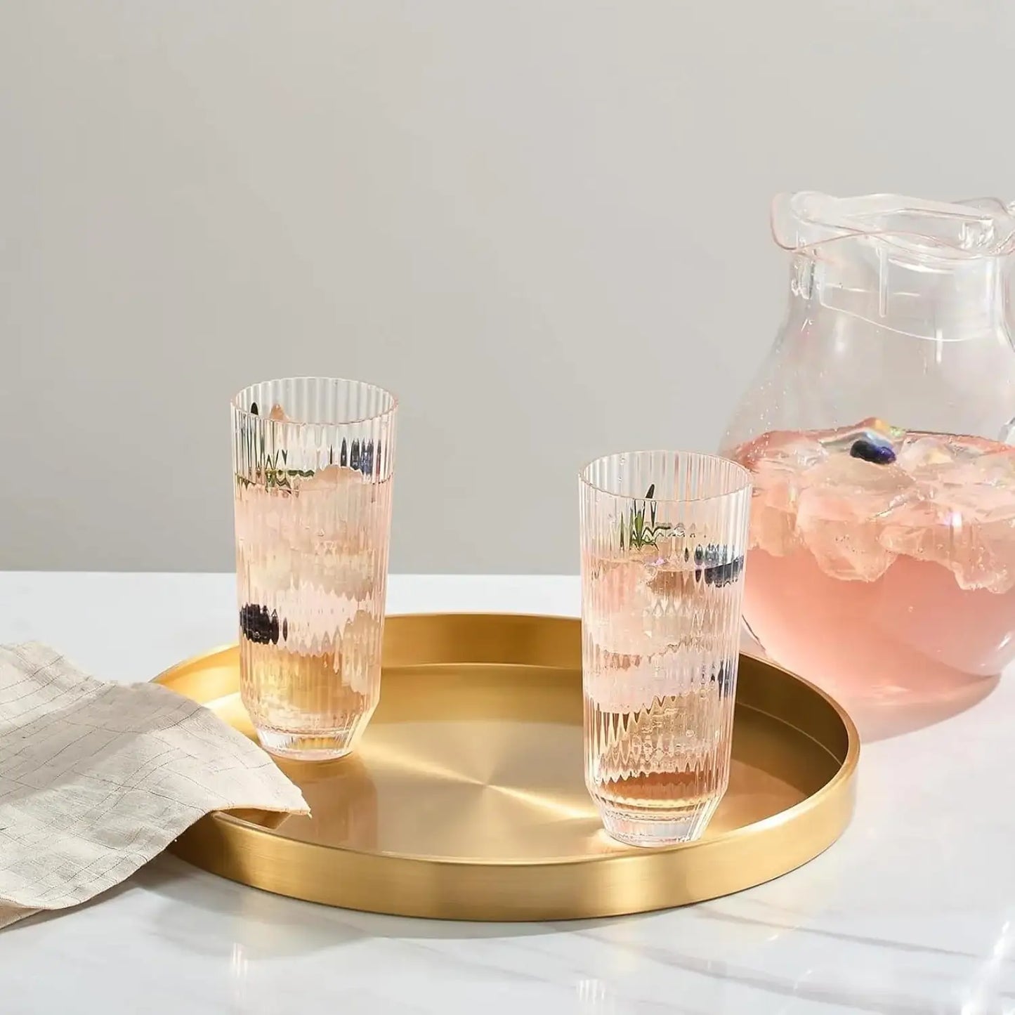 Khen Shatterproof Acrylic Ribbed Drinking Glasses Set of 2