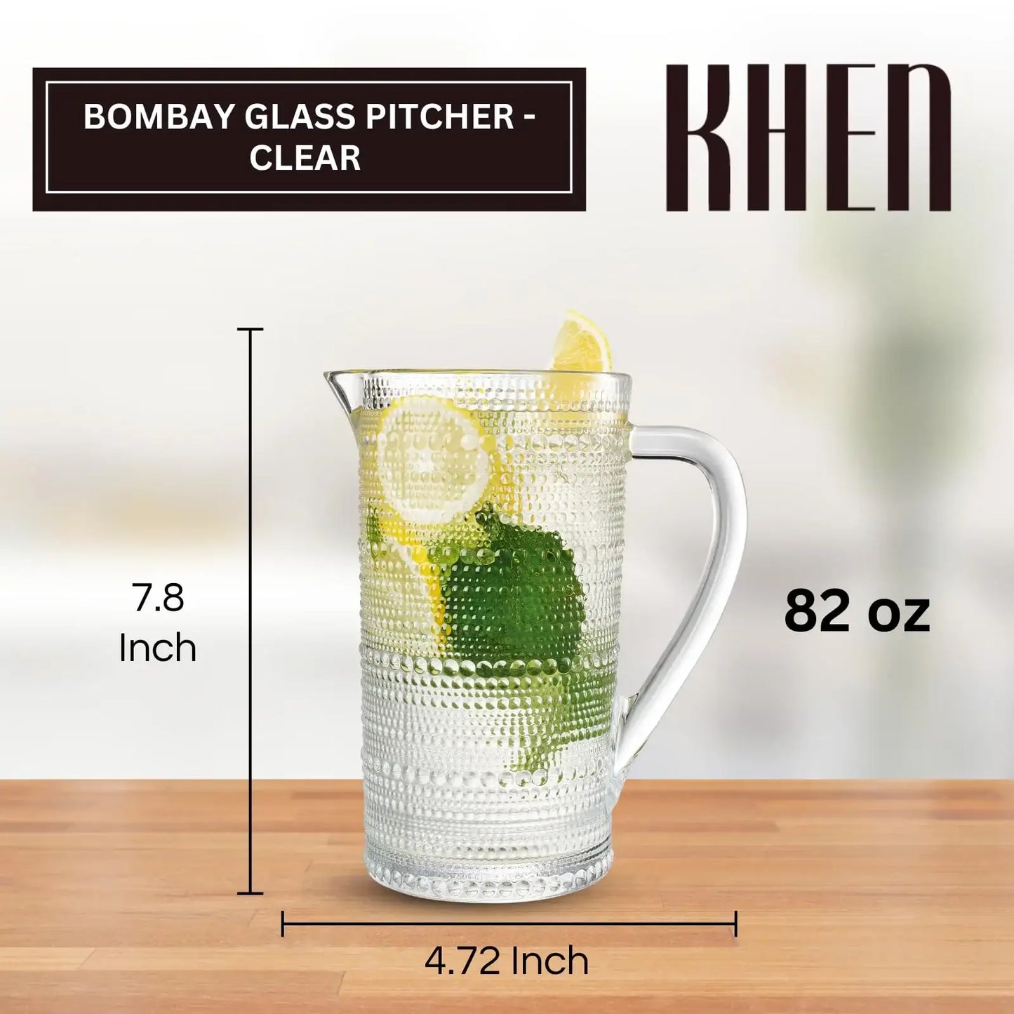 Bombay Hobnail Glass Pitcher for Juice and Lemonade | 32 oz