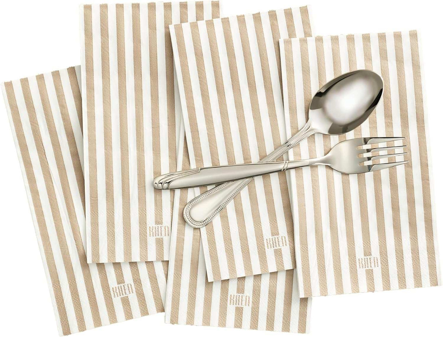 Tonal Striped Disposable Napkin Set in Smoke, 50 Pieces