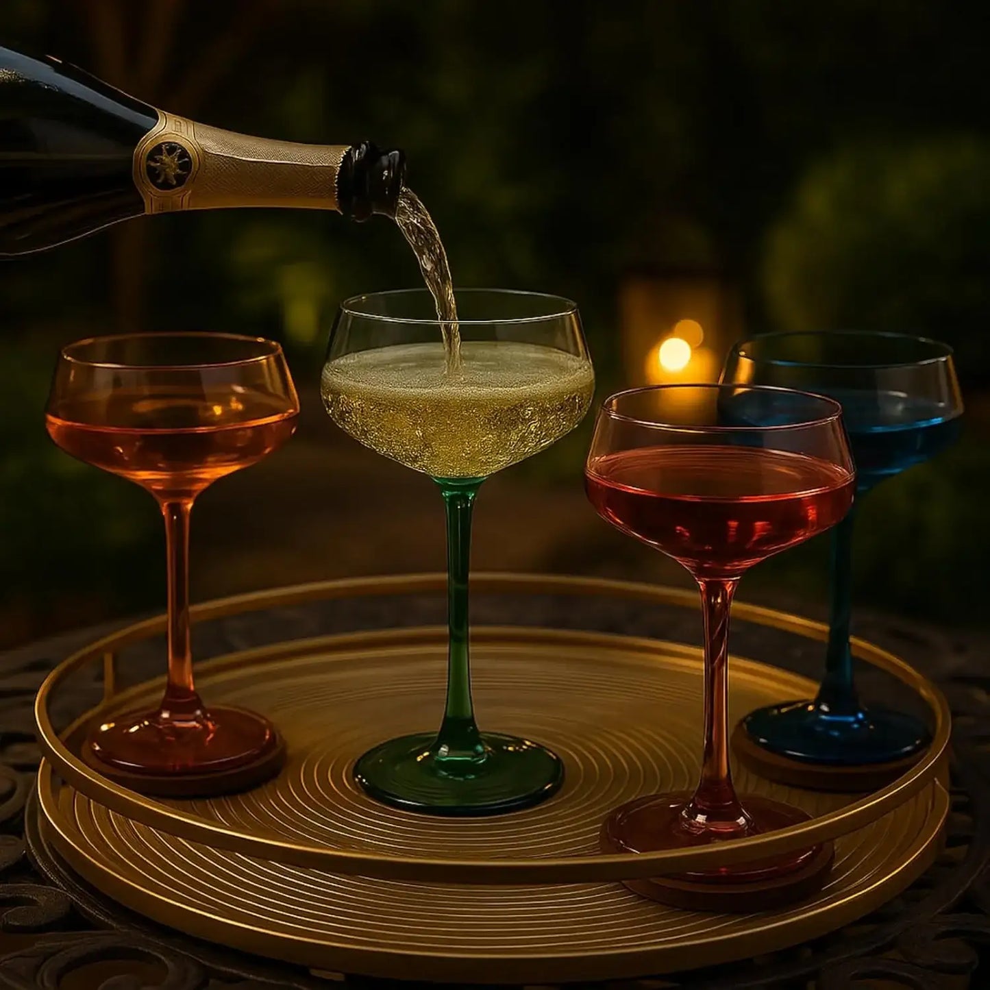 Khen Colored Acrylic Coupe Glasses – Set of 4 Stemmed 8 oz