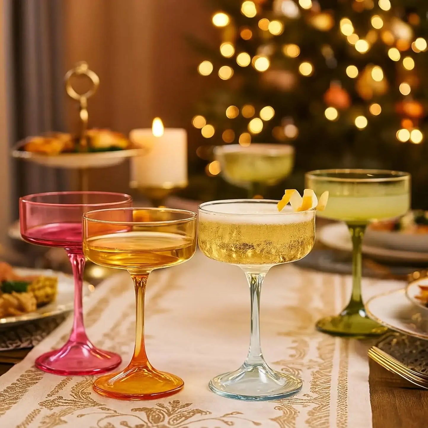 Khen Champagne Coupes Morgan Set Vibrant  - Set of 4 Multicolor