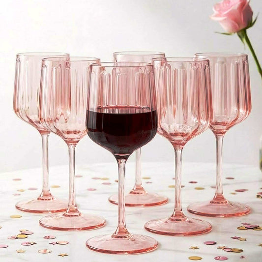Khen Acrylic Lucia Stemmed Goblets - Set of 6 |14oz | Pink