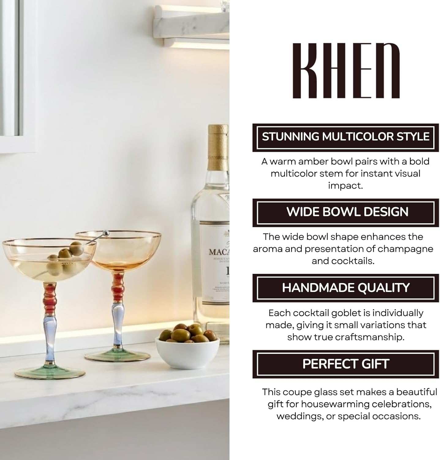 Khen Ravello Coupe Glassware - Set of 2