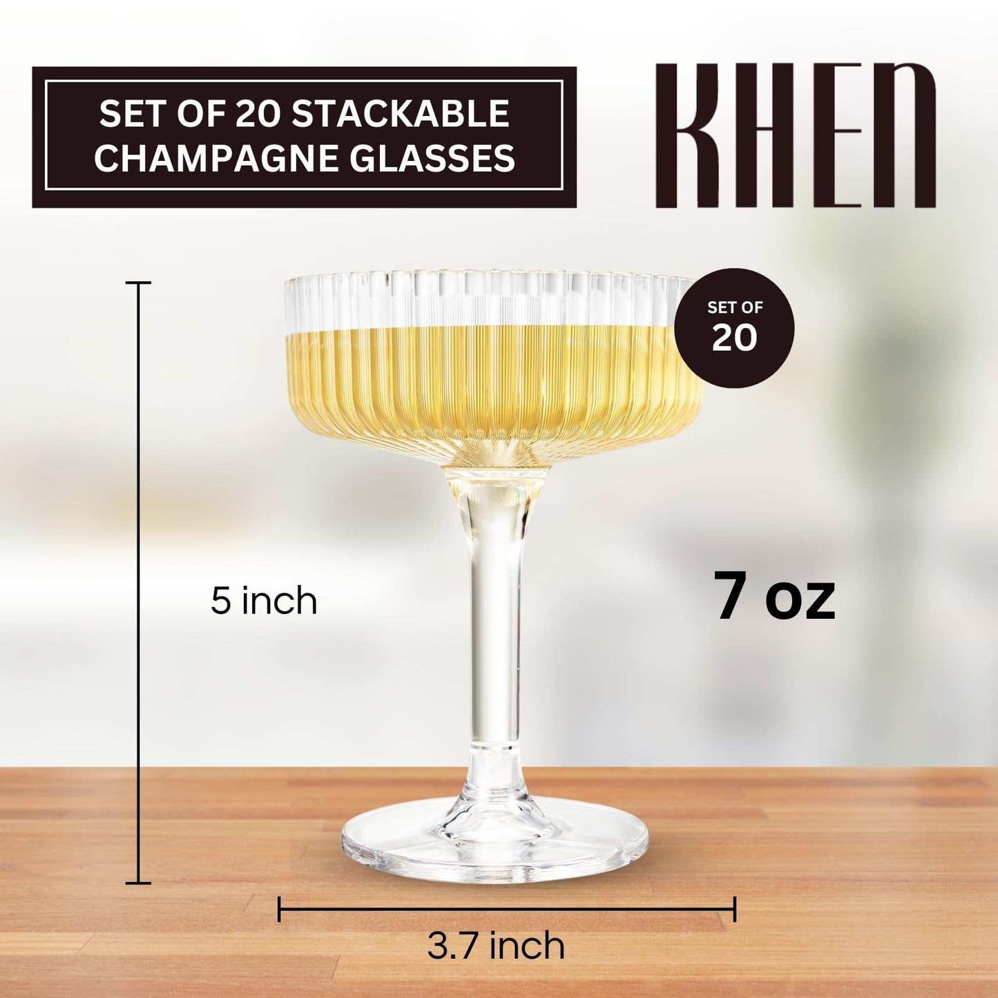 Premium ACRYLIC Champagne Tower Kit | 21 Stackable 7 oz
