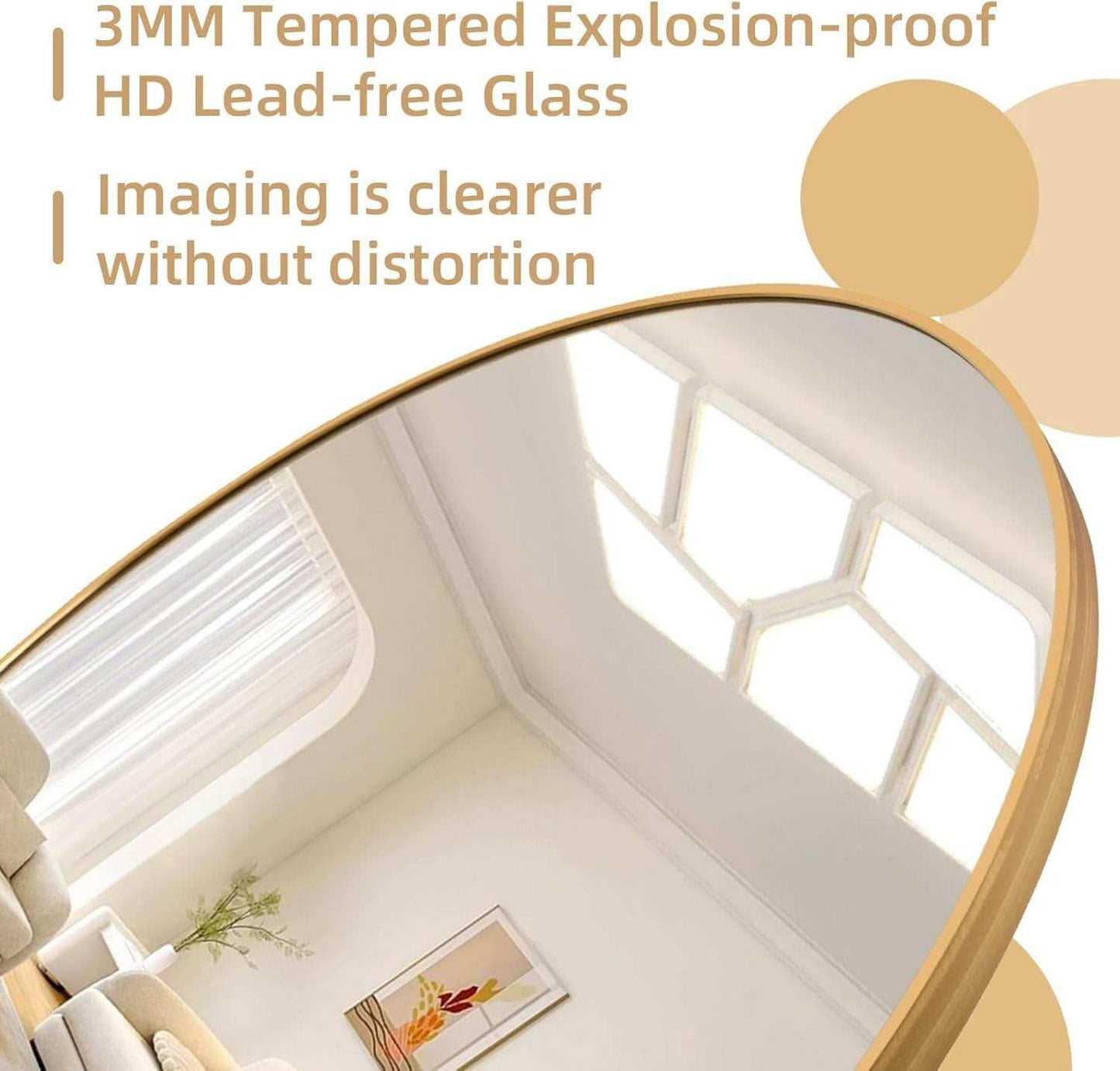 Arched Full Length Mirror 71x32 Inches Gold Aluminum Floor