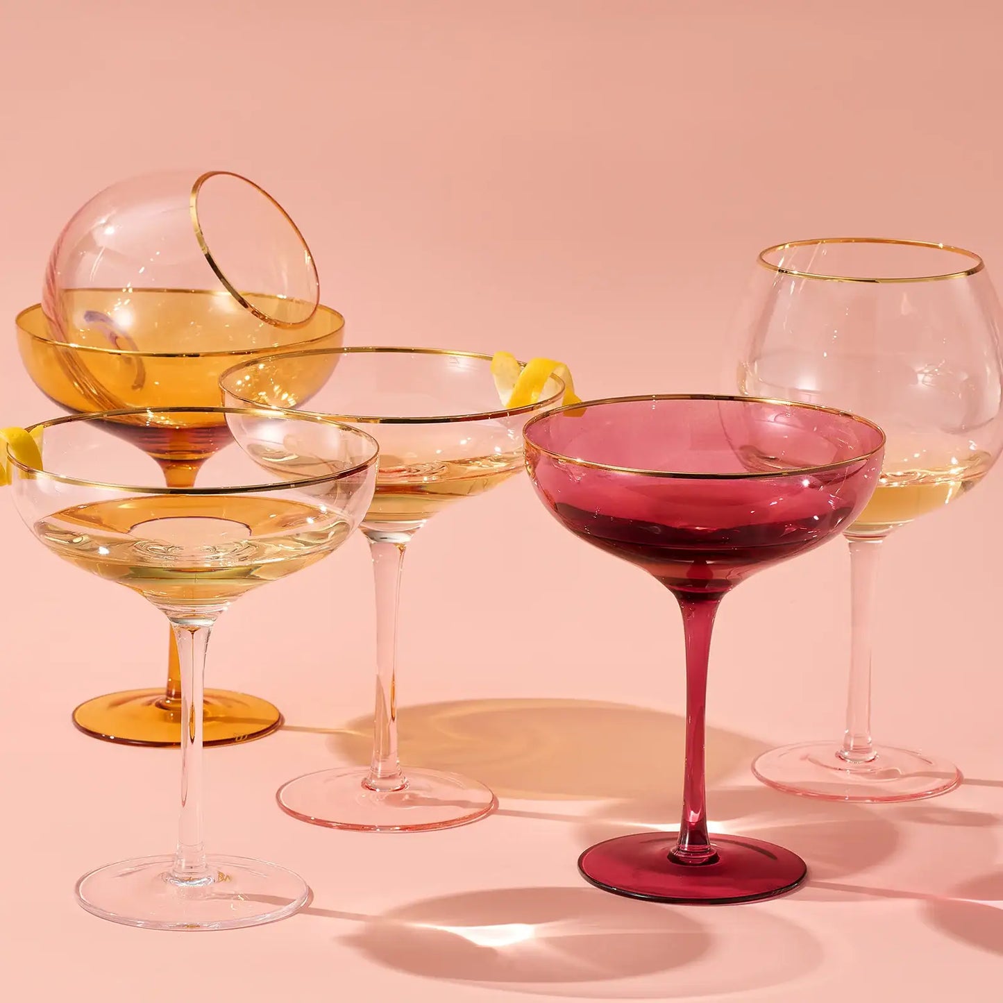 Palazzo Champagne Coupe, Cocktail Glassware, Set of 2, Yellow