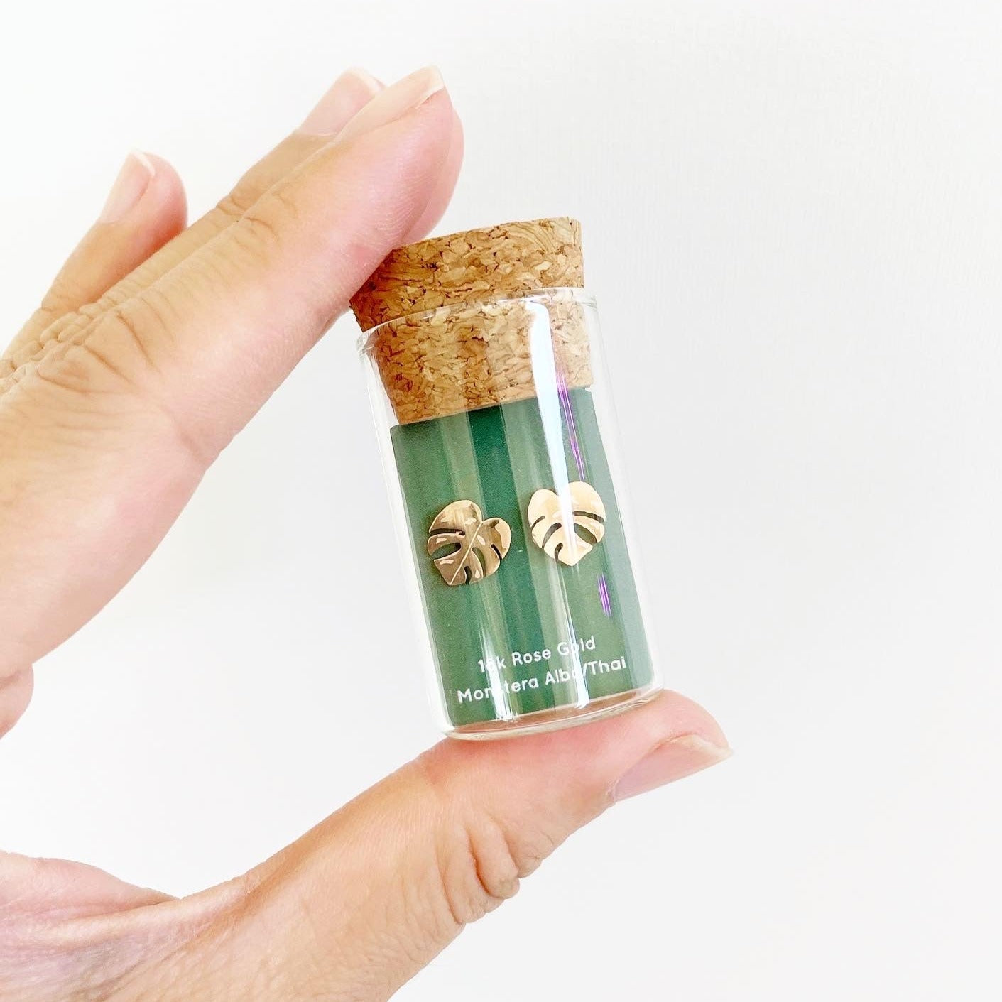Monstera Albo/Thai Metal Stud Earrings