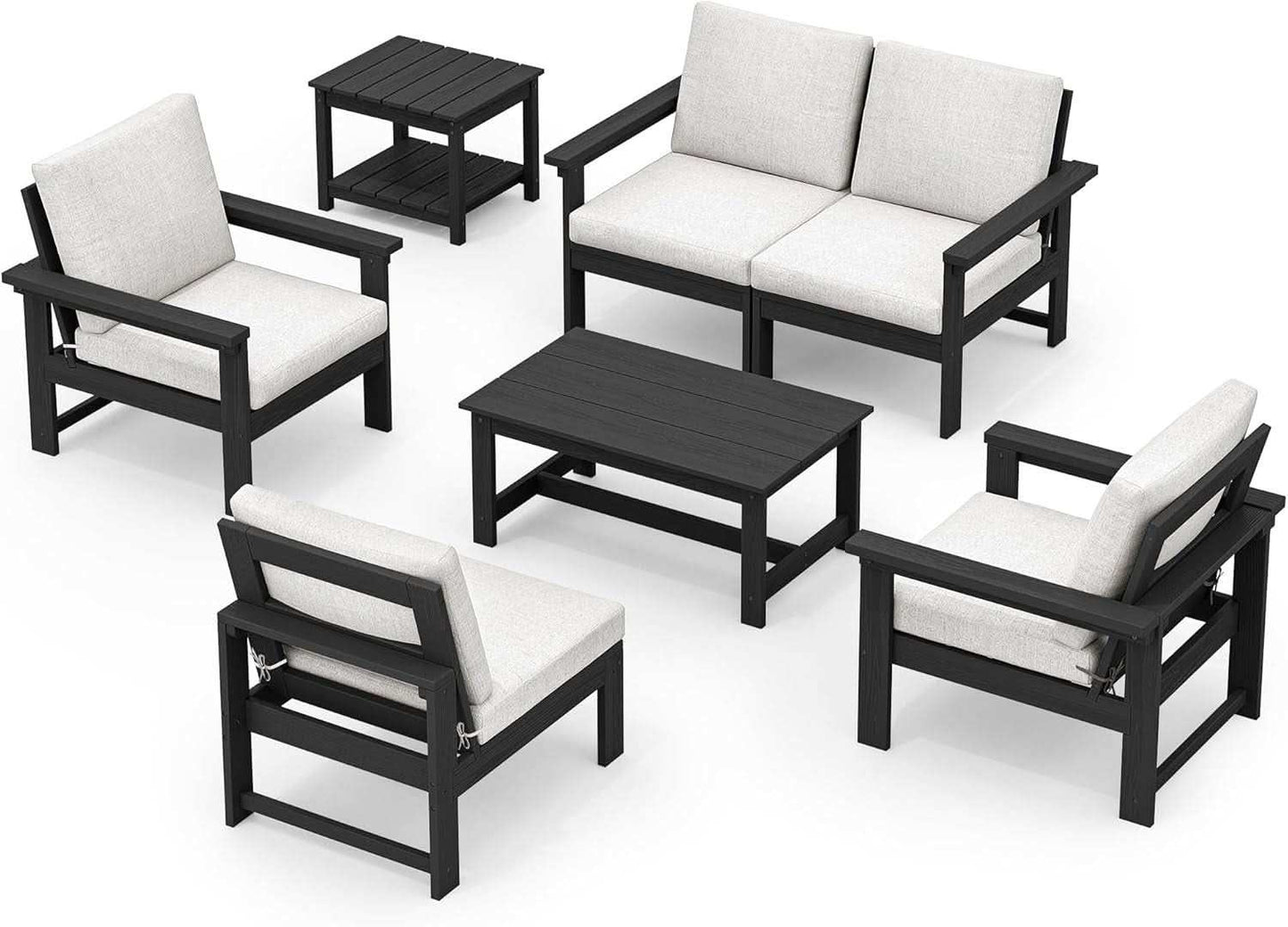 HDPE Outdoor Patio Furniture Set 7 Piece All Weather